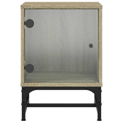 Comodini con Ante in Vetro 2pz Rovere Sonoma 35x37x50 cm - homemem39