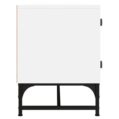 Mobile Porta TV con Ante in Vetro Bianco 102x37x50 cm - homemem39