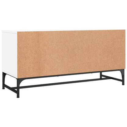 Mobile Porta TV con Ante in Vetro Bianco 102x37x50 cm - homemem39