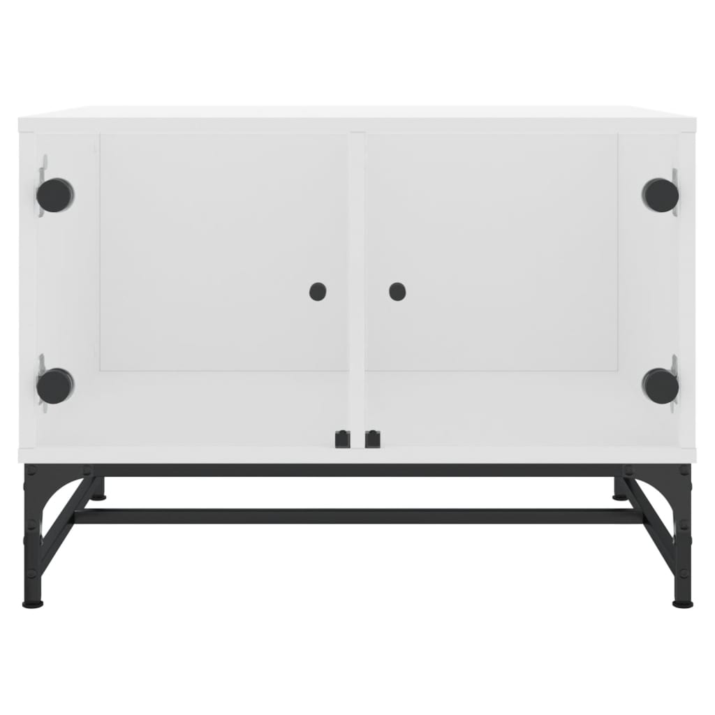 Tavolino da Salotto con Ante in Vetro Bianco 68,5x50x50 cm | homemem39