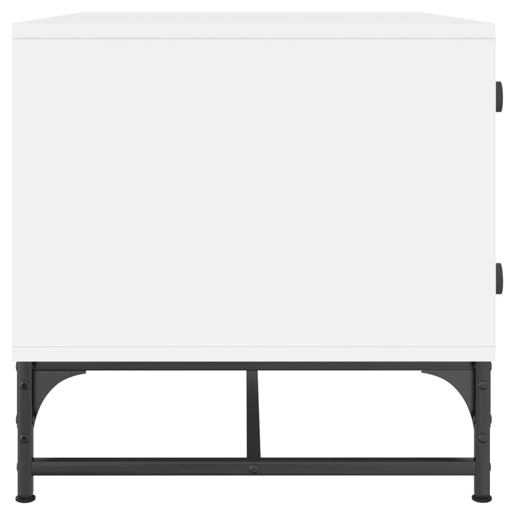 Tavolino da Salotto con Ante in Vetro Bianco 68,5x50x50 cm | homemem39