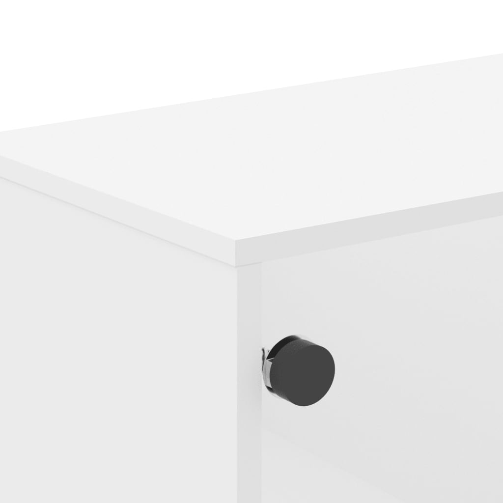 Tavolino da Salotto con Ante in Vetro Bianco 68,5x50x50 cm | homemem39