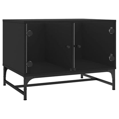 Tavolino da Salotto con Ante in Vetro Nero 68,5x50x50 cm | homemem39