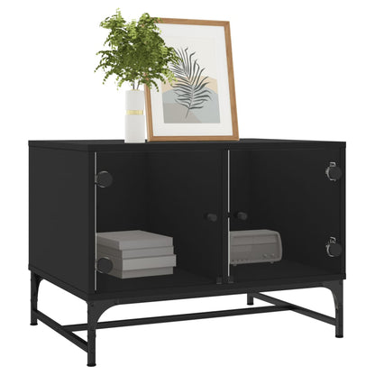 Tavolino da Salotto con Ante in Vetro Nero 68,5x50x50 cm | homemem39