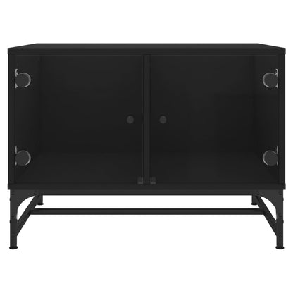 Tavolino da Salotto con Ante in Vetro Nero 68,5x50x50 cm | homemem39