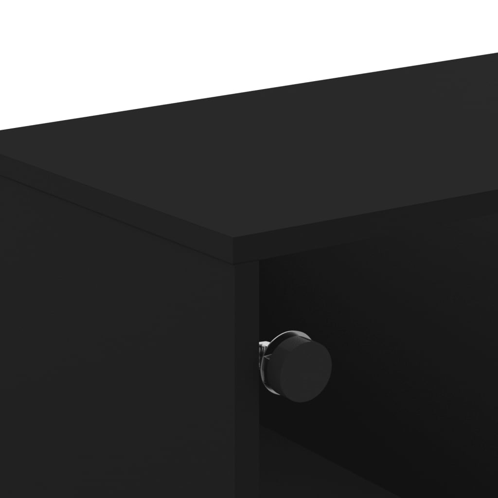 Tavolino da Salotto con Ante in Vetro Nero 68,5x50x50 cm | homemem39