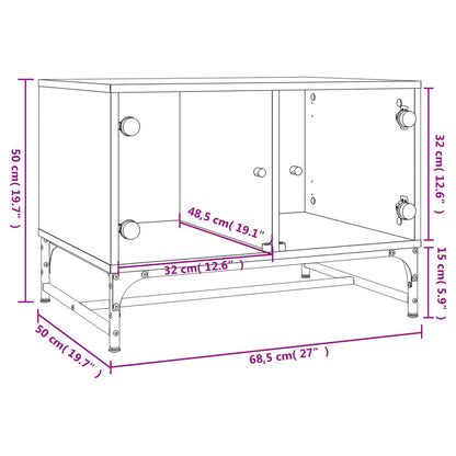 Tavolino da Salotto con Ante in Vetro Nero 68,5x50x50 cm | homemem39