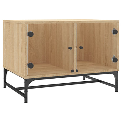 Tavolino Salotto con Ante in Vetro Rovere Sonoma 68,5x50x50 cm | homemem39