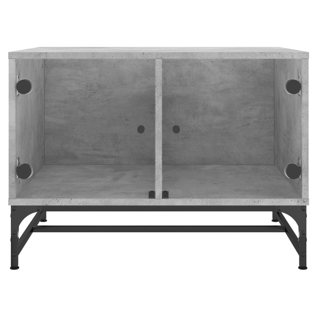 Tavolino Salotto con Ante in Vetro Grigio Cemento 68,5x50x50 cm | homemem39
