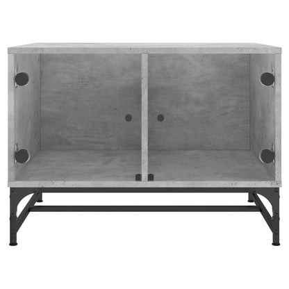 Tavolino Salotto con Ante in Vetro Grigio Cemento 68,5x50x50 cm | homemem39
