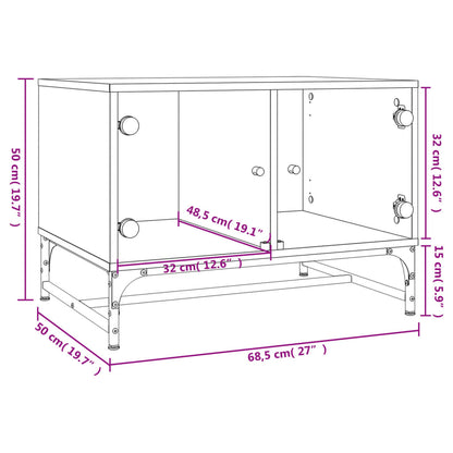 Tavolino Salotto con Ante in Vetro Grigio Cemento 68,5x50x50 cm | homemem39