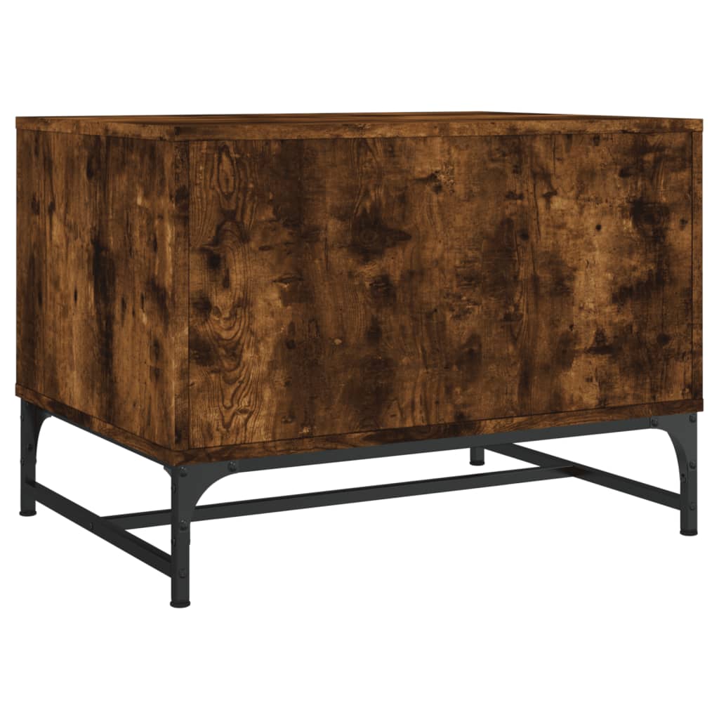 Tavolino da Salotto con Ante in Vetro Rovere Fumo 68,5x50x50 cm | homemem39