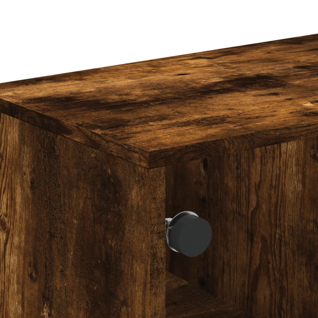 Tavolino da Salotto con Ante in Vetro Rovere Fumo 68,5x50x50 cm | homemem39