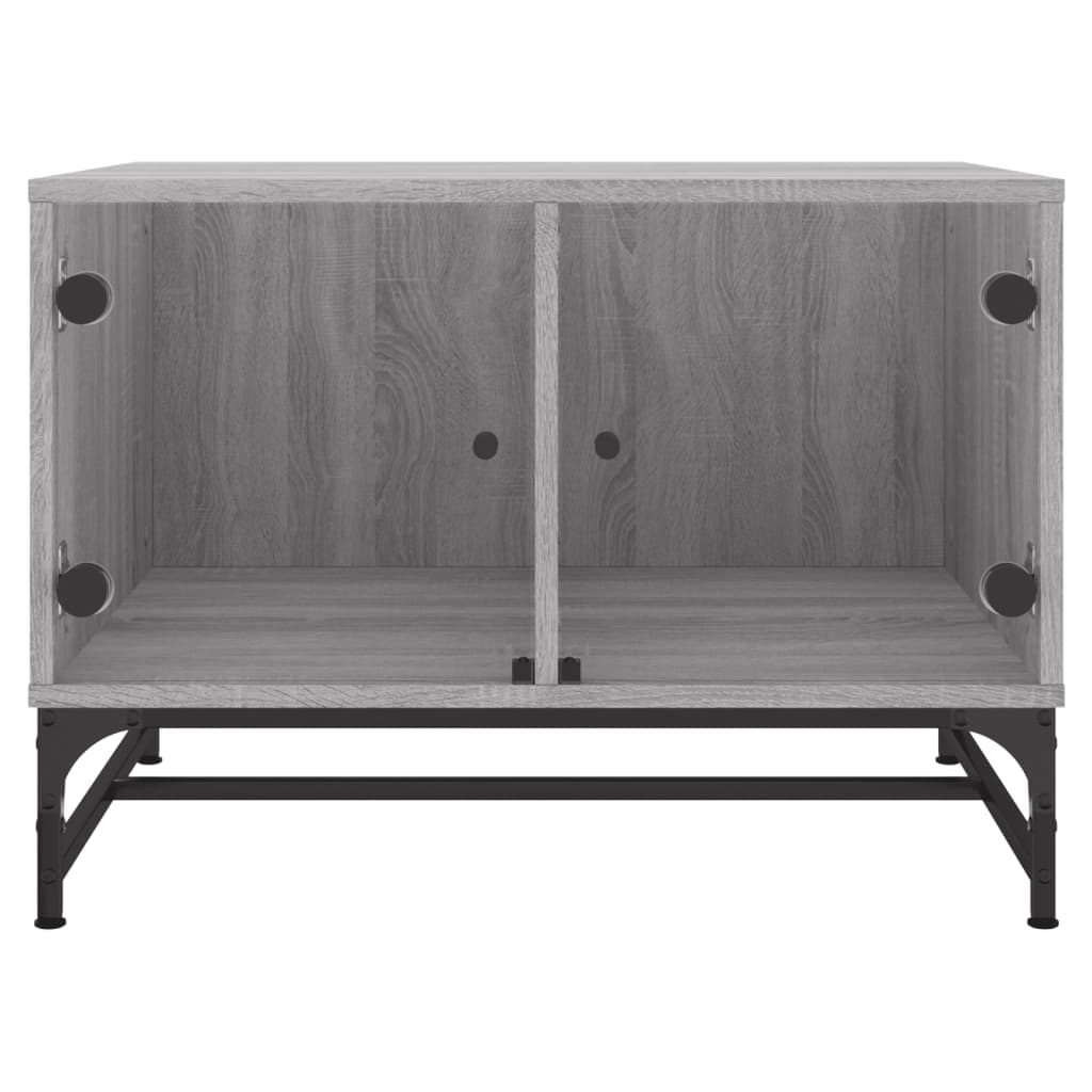 Tavolino Salotto con Ante in Vetro Grigio Sonoma 68,5x50x50 cm | homemem39