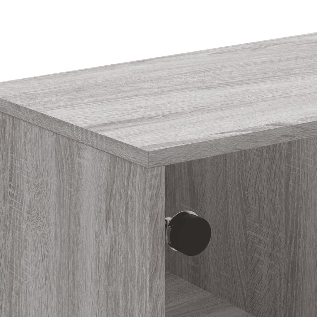 Tavolino Salotto con Ante in Vetro Grigio Sonoma 68,5x50x50 cm | homemem39