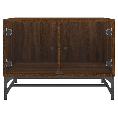 Tavolino Salotto con Ante in Vetro Rovere Marrone 68,5x50x50cm