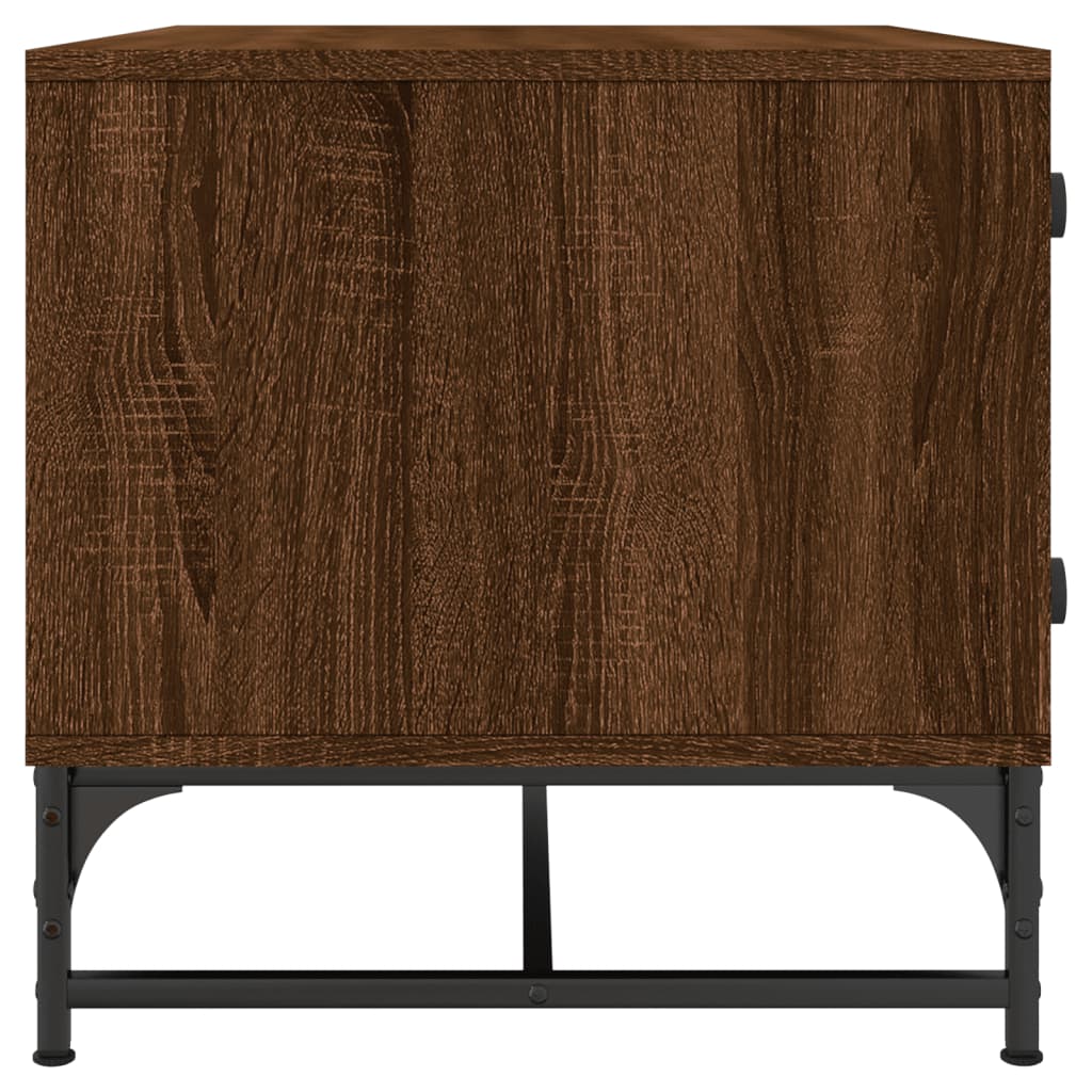 Tavolino Salotto con Ante in Vetro Rovere Marrone 68,5x50x50cm