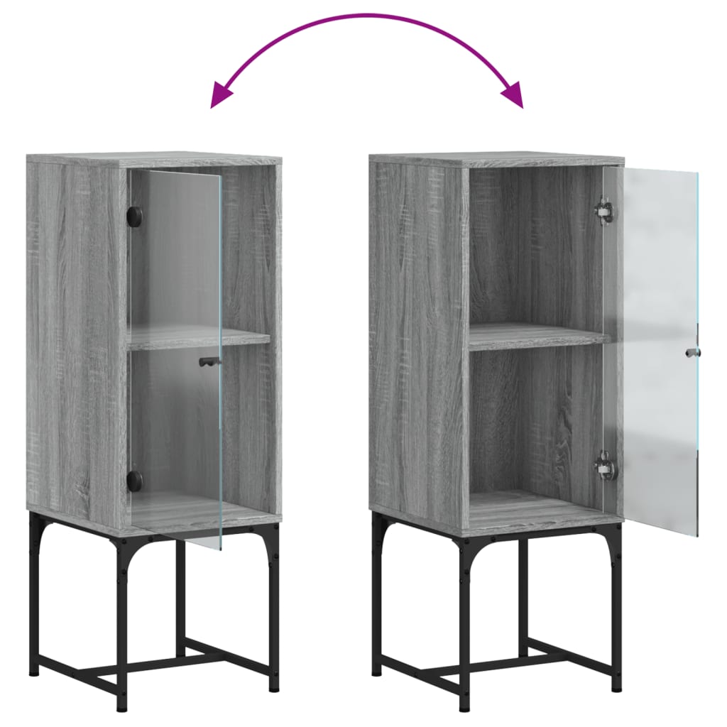 Mobile a Muro con Anta in Vetro Grigio Sonoma 35x37x100 cm - homemem39