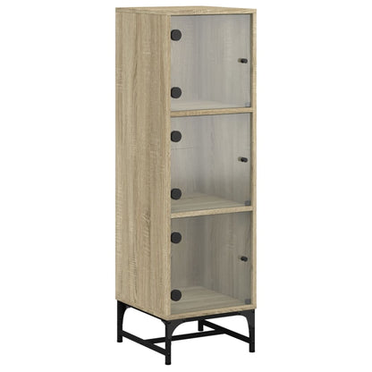 Credenza con Ante in Vetro Rovere Sonoma 35x37x120 cm | homemem39