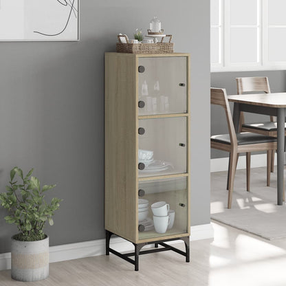 Credenza con Ante in Vetro Rovere Sonoma 35x37x120 cm | homemem39