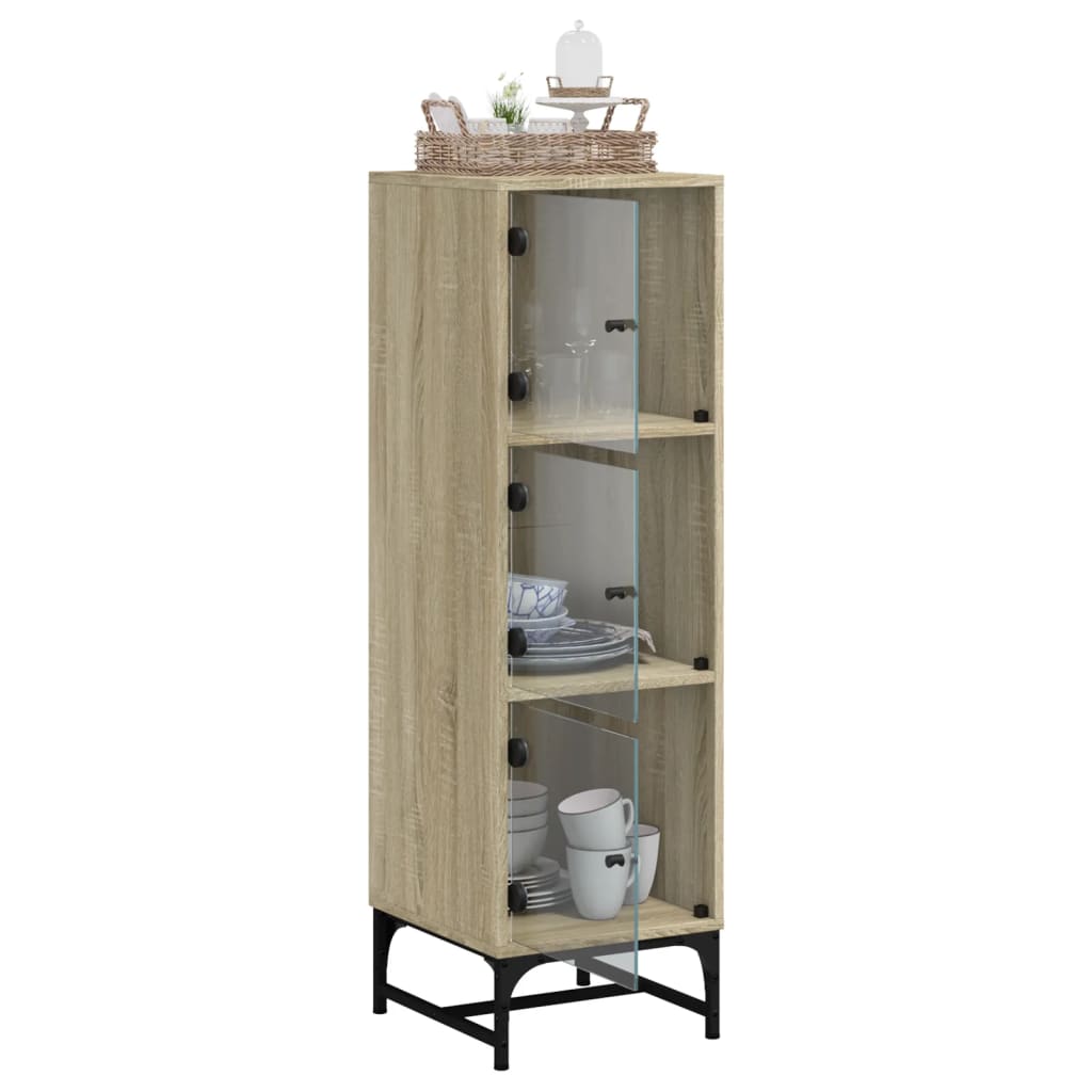 Credenza con Ante in Vetro Rovere Sonoma 35x37x120 cm | homemem39