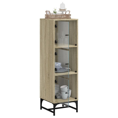 Credenza con Ante in Vetro Rovere Sonoma 35x37x120 cm | homemem39