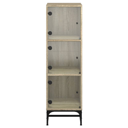 Credenza con Ante in Vetro Rovere Sonoma 35x37x120 cm | homemem39