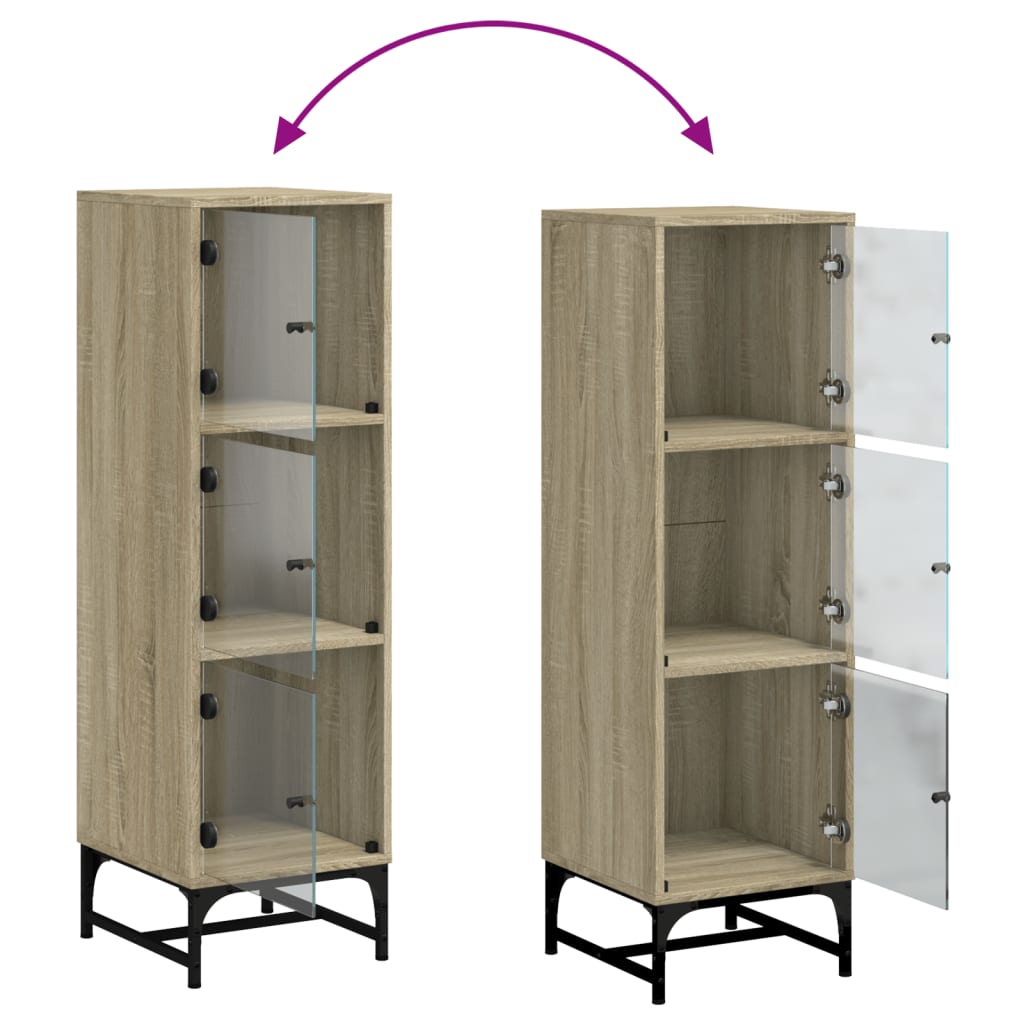 Credenza con Ante in Vetro Rovere Sonoma 35x37x120 cm