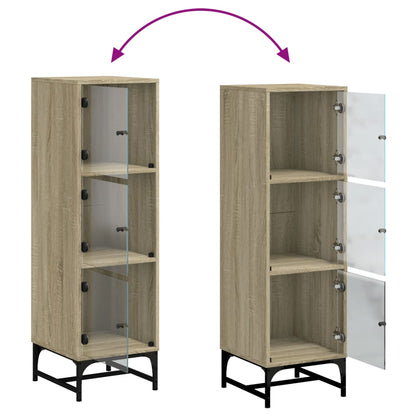 Credenza con Ante in Vetro Rovere Sonoma 35x37x120 cm