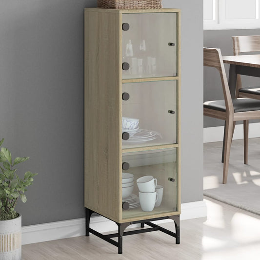 Credenza con Ante in Vetro Rovere Sonoma 35x37x120 cm | homemem39