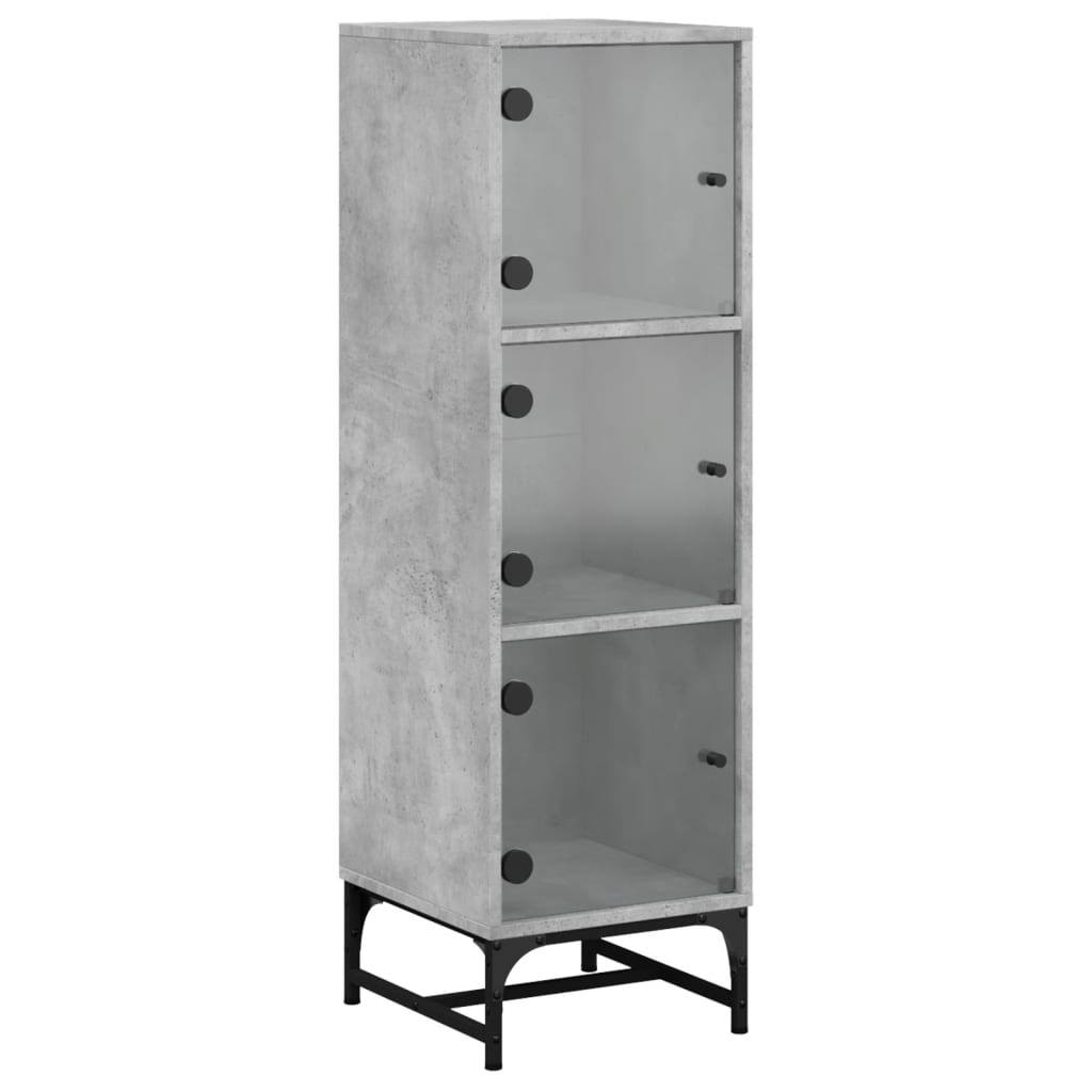 Credenza con Ante in Vetro Grigio Cemento 35x37x120 cm