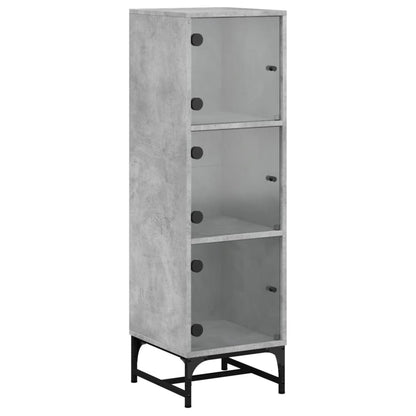 Credenza con Ante in Vetro Grigio Cemento 35x37x120 cm