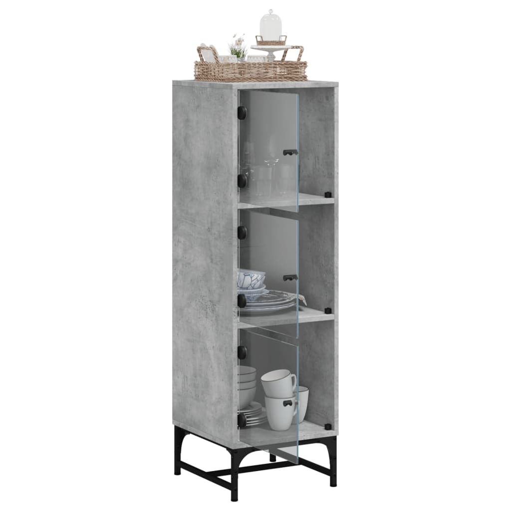 Credenza con Ante in Vetro Grigio Cemento 35x37x120 cm