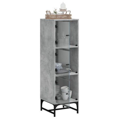 Credenza con Ante in Vetro Grigio Cemento 35x37x120 cm