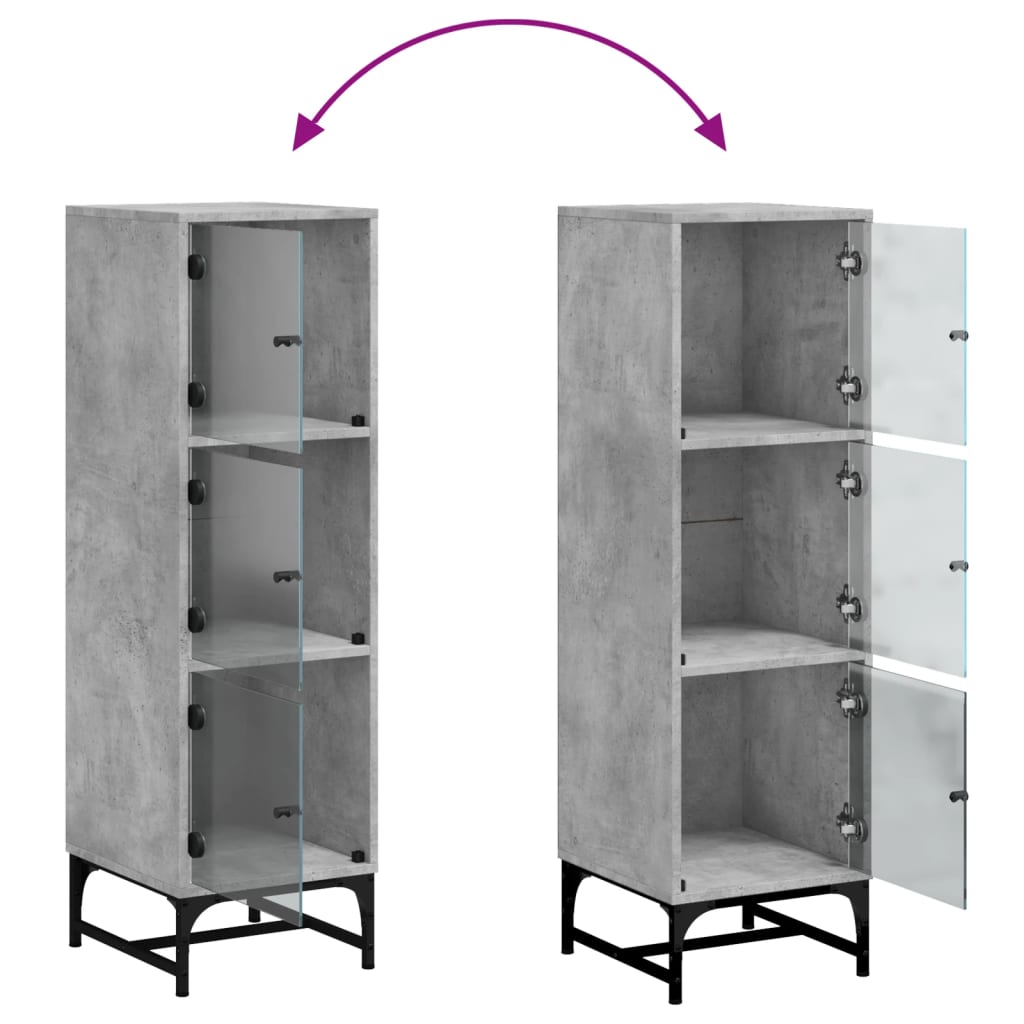 Credenza con Ante in Vetro Grigio Cemento 35x37x120 cm