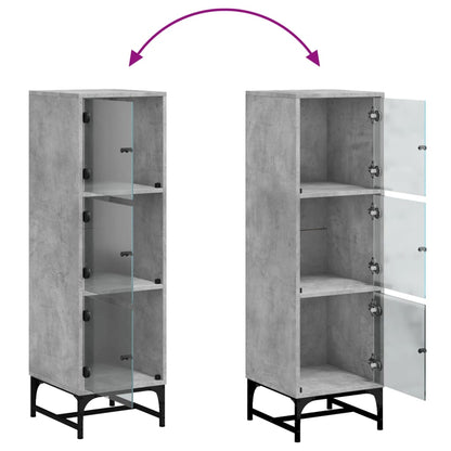 Credenza con Ante in Vetro Grigio Cemento 35x37x120 cm