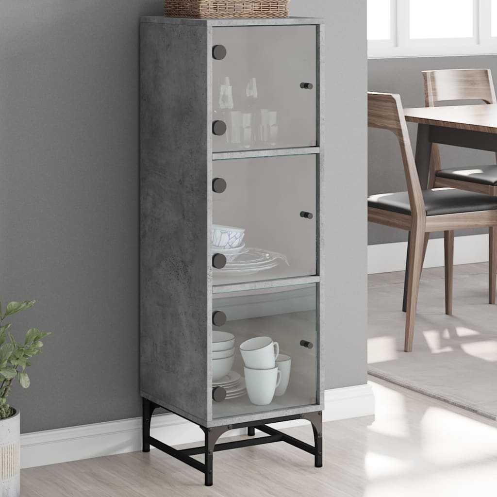Credenza con Ante in Vetro Grigio Cemento 35x37x120 cm | homemem39