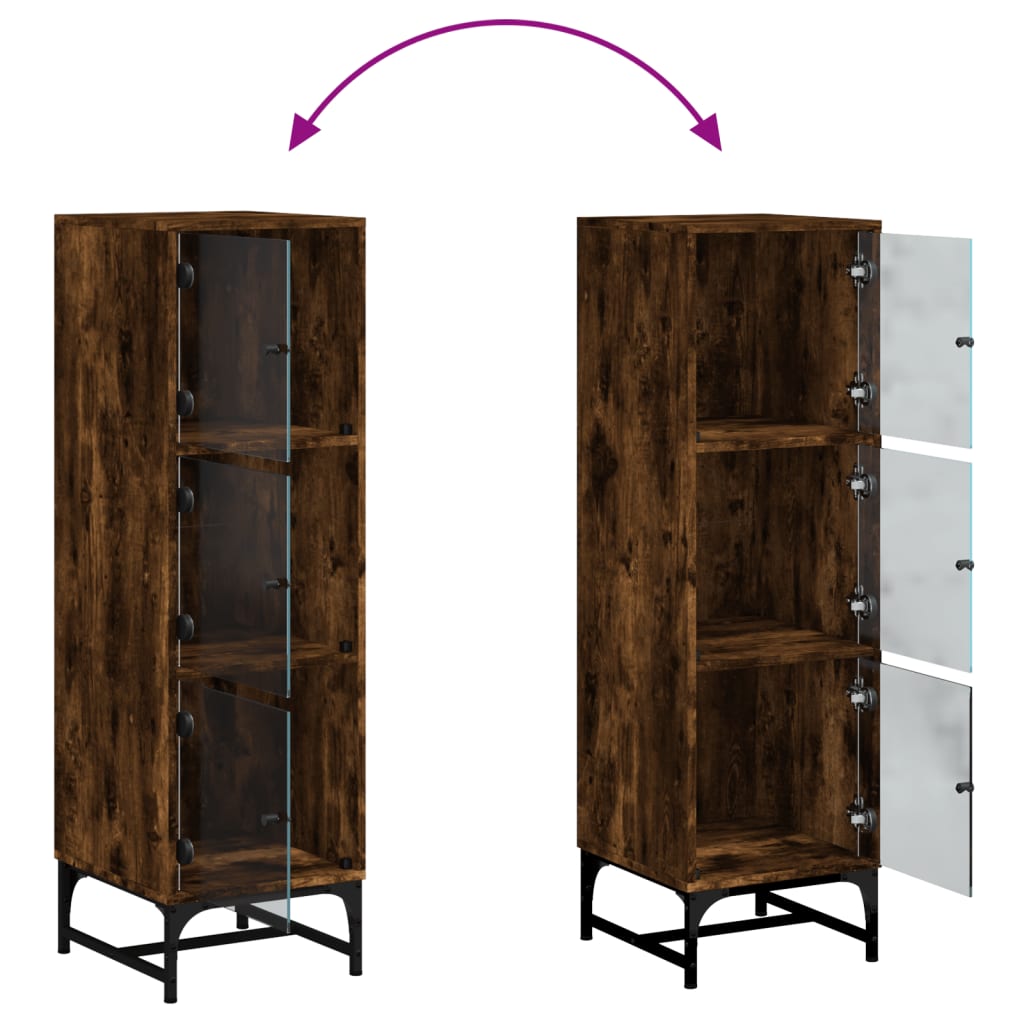 Credenza con Ante in Vetro Rovere Fumo 35x37x120 cm