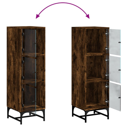 Credenza con Ante in Vetro Rovere Fumo 35x37x120 cm