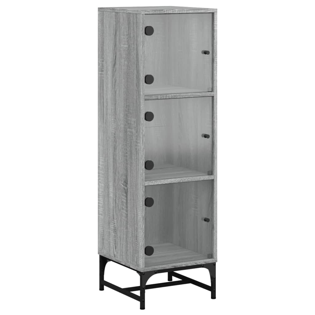 Credenza con Ante in Vetro Grigio Sonoma 35x37x120 cm | homemem39