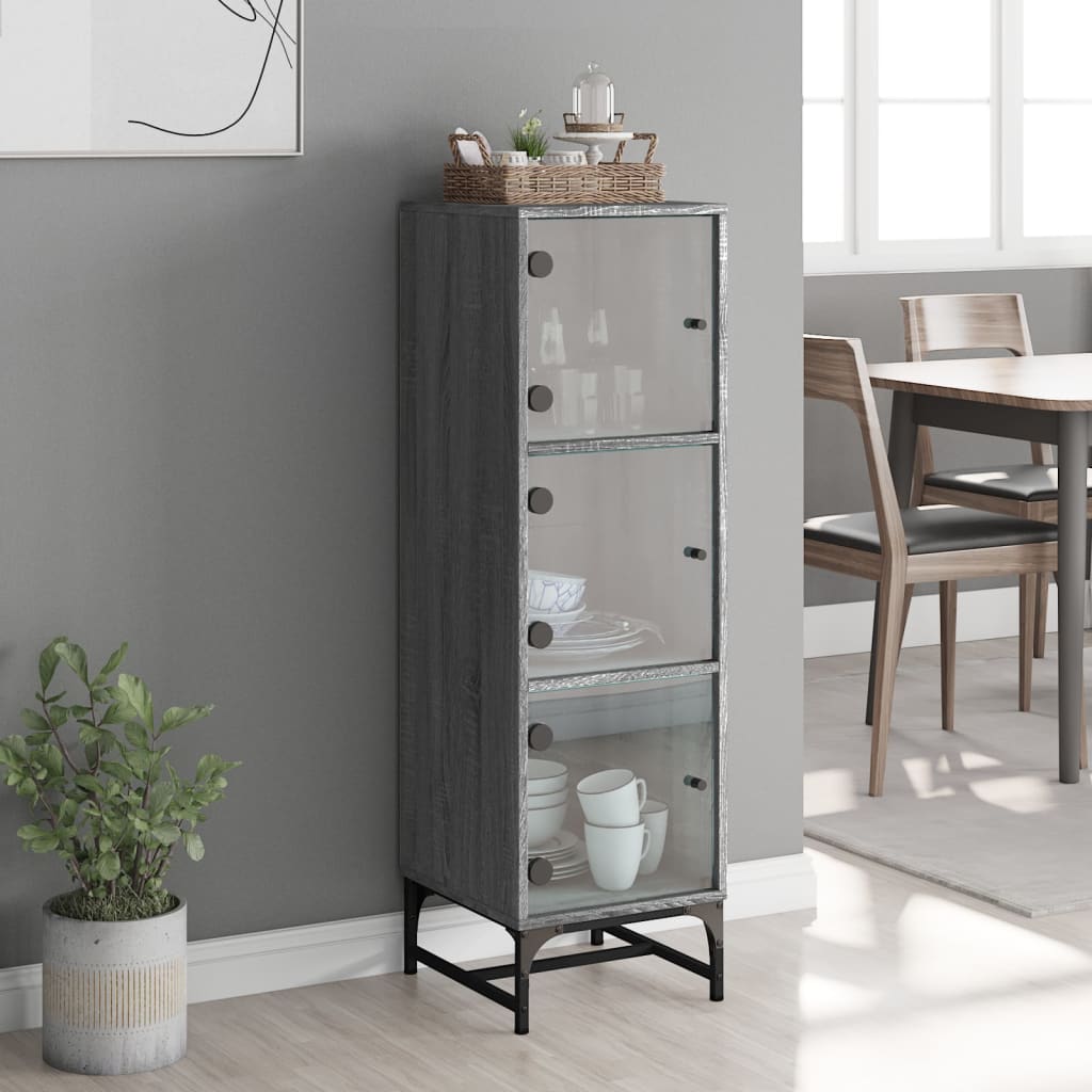 Credenza con Ante in Vetro Grigio Sonoma 35x37x120 cm | homemem39