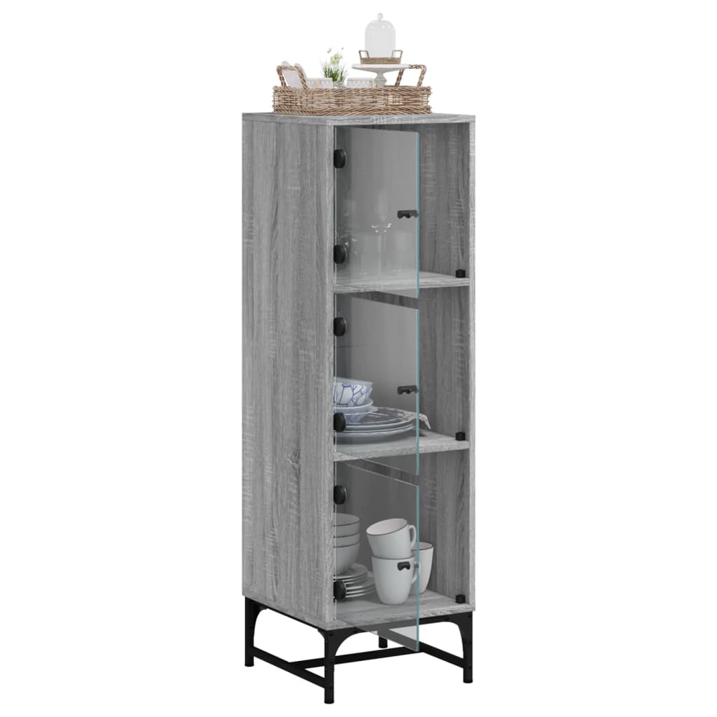 Credenza con Ante in Vetro Grigio Sonoma 35x37x120 cm | homemem39