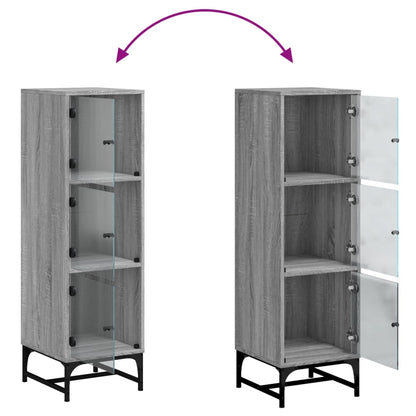 Credenza con Ante in Vetro Grigio Sonoma 35x37x120 cm