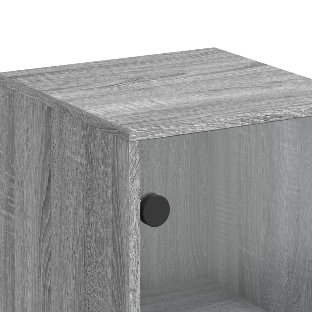 Credenza con Ante in Vetro Grigio Sonoma 35x37x120 cm