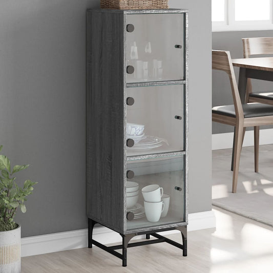 Credenza con Ante in Vetro Grigio Sonoma 35x37x120 cm | homemem39
