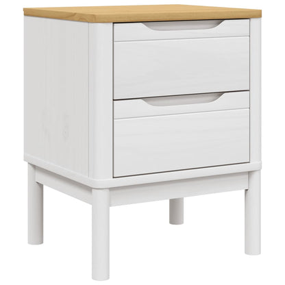 Comodino FLORO Bianco 45x39x57 cm in Legno Massello di Pino - homemem39