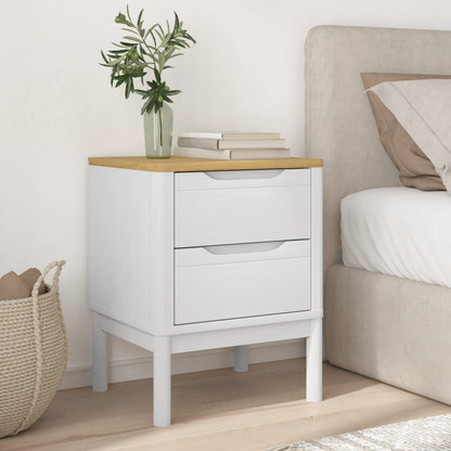 Comodino FLORO Bianco 45x39x57 cm in Legno Massello di Pino - homemem39