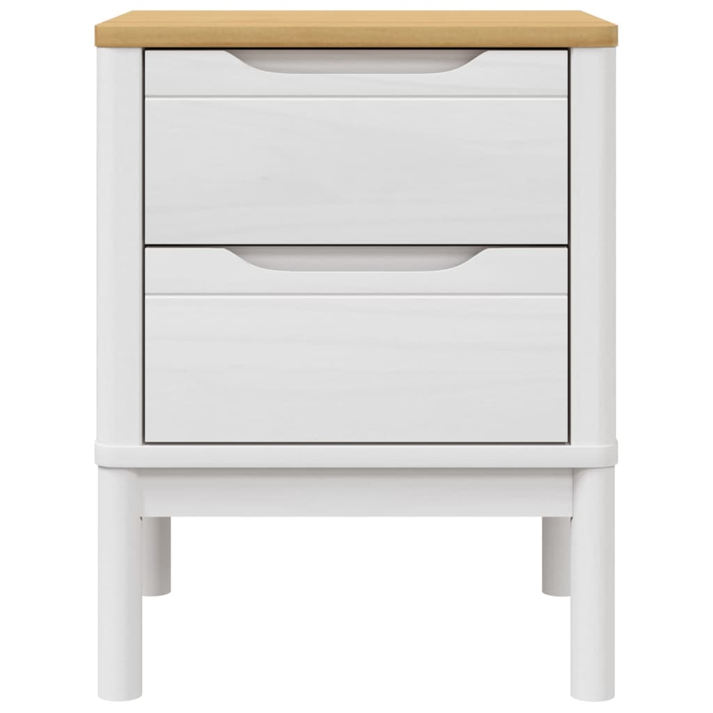 Comodino FLORO Bianco 45x39x57 cm in Legno Massello di Pino - homemem39