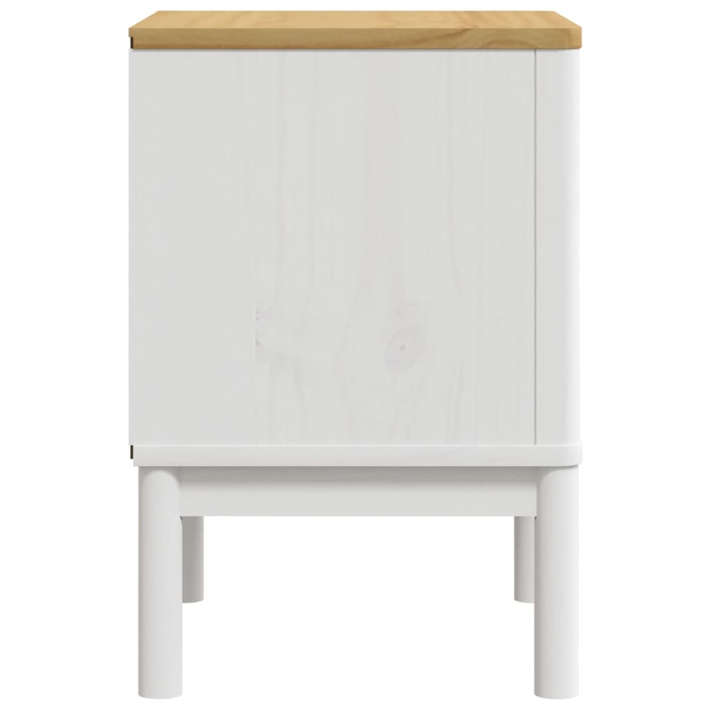 Comodino FLORO Bianco 45x39x57 cm in Legno Massello di Pino - homemem39