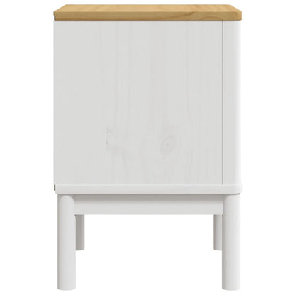 Comodino FLORO Bianco 45x39x57 cm in Legno Massello di Pino - homemem39